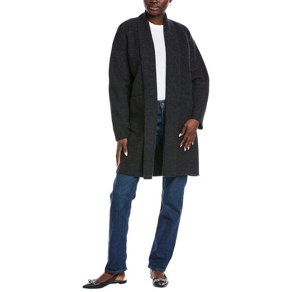Eileen Fisher Womens  Petite High Collar Wool Coat - Picture 1 of 3